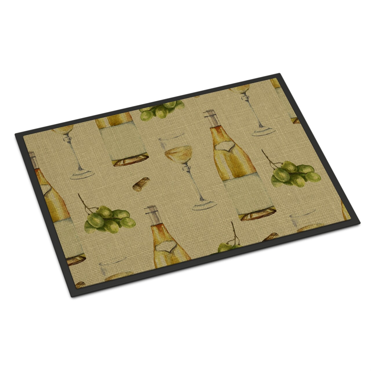 Caroline's Treasures White Wine on Linen Doormat 24" H x 36" W Multicolor